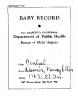 Baby Record Booklet, 1941, SF